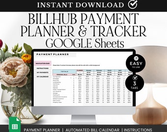 Fakturabetalningsspårare: Google Sheets ekonomiplanerare (digital nedladdning)