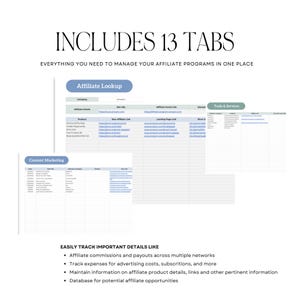 Google Sheets screenshot of the Ultimate Affiliate Marketing Spreadsheet, featuring tabs like Commission Tracker, Expenses Tracker, Affiliate Partners, ad campaign tracker spreadsheet designed to help marketers track earnings and optimize campaigns.