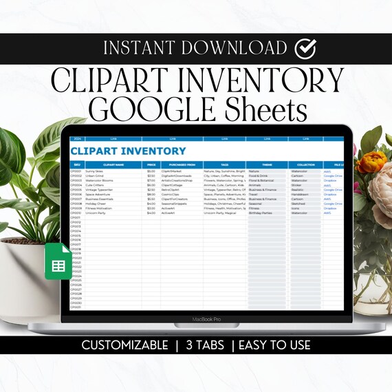 Organization Clipart, Inventory Tracker Spreadsheet, MidJourney Art, Small Business, DALL-E Clipart, Inventory Management, Instant Download