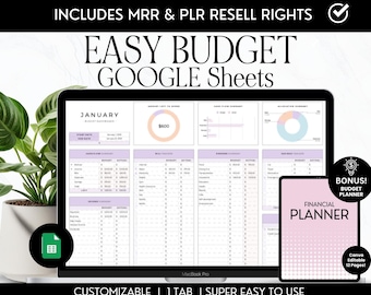 Monthly Budget Planner Google Sheet: Simple Financial Template (Digital Download)