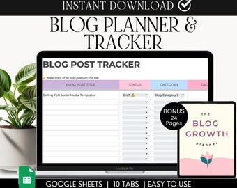 Blog Planner Google Sheets: Content & Instagram Growth Tracker (Digital Download)