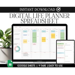 Life Planner Google Sheet, Ultimate Life Planner Google Sheets, Digital Planner, Adhd Daily Goal Setting, Editable Template, Life Balance