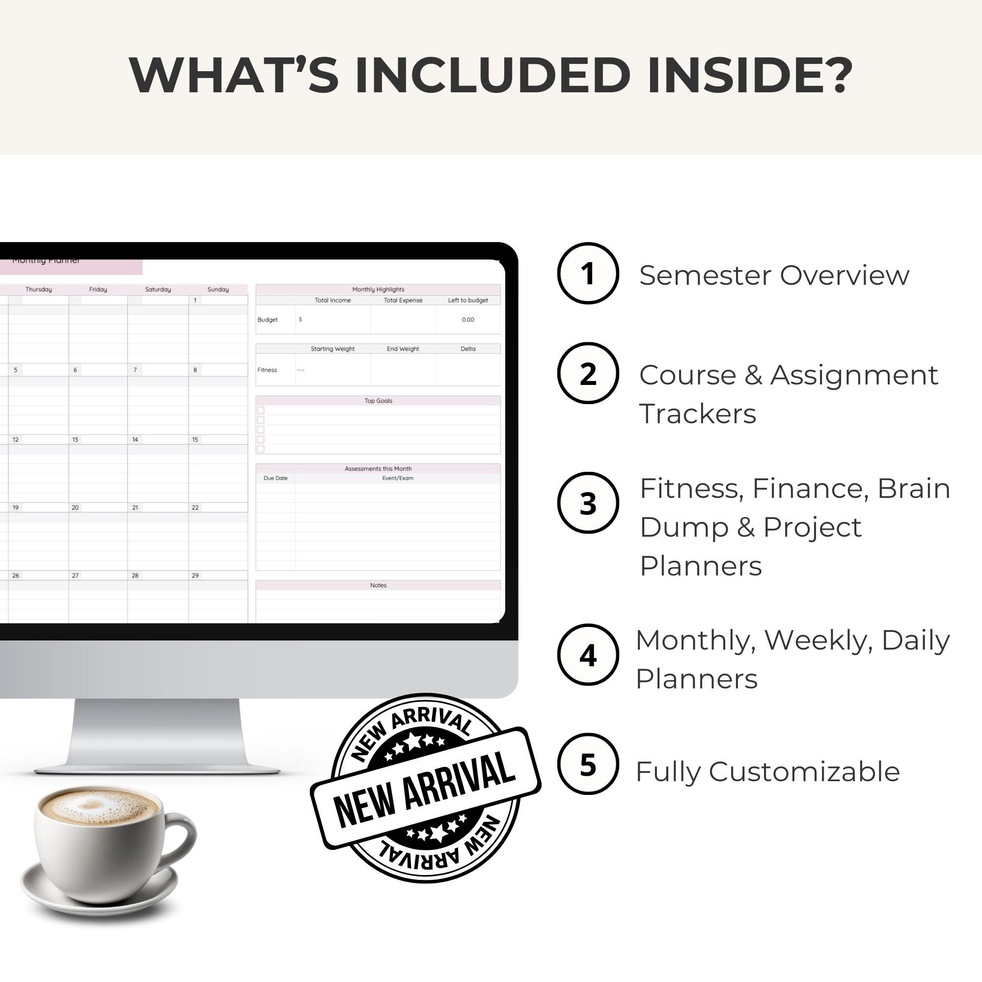 Student Planner Assignment Tracker Academic Planner Google Sheets Task ...