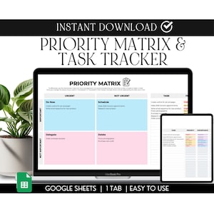 Priority Matrix Task Tracker: Google Sheets Eisenhower Matrix (Digital Download)