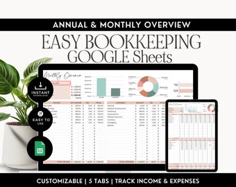 Boekhoudsjabloon voor kleine bedrijven Eenvoudige boekhouding Spreadsheet Google Spreadsheets Bedrijfskostentracker Verkoopinkomstentracker Boekhouding