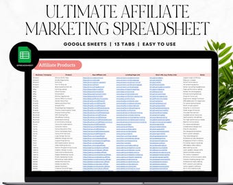 Affiliate Marketing Tracker: Google Sheets Dashboard (Digital Download)