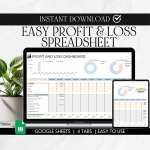 Profit and Loss Google Sheet Template, Small Business Bookkeeping (Digital Download)