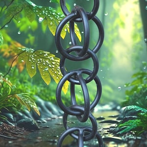 Double Loops Link Rain Chain: Powder Coated Black