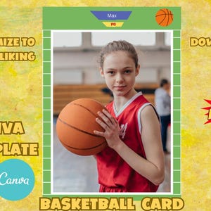 Basketball Kartenvorlage | Canva Vorlage | Jugend Sport Karte | Bearbeitbare Sammelkarte | Sport Card Vorlage Digitaler Download