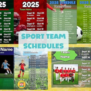 50 sportteams schemasjablonen | Canvassjablonen | Bewerkbaar schema | Digitale download: schema&#39;s honkbal, voetbal, basketbal en hockey