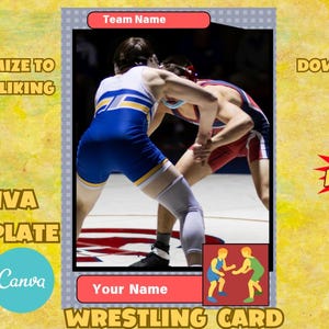 Plantilla de tarjeta de lucha libre / Plantilla Canva / Tarjeta deportiva juvenil / Tarjeta coleccionable editable / Plantilla de tarjeta deportiva Descarga digital