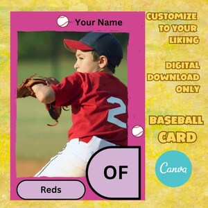 Baseball Card Vorlage | Canva Vorlage | Jugend Sport Karte | Bearbeitbare Sammelkarte | Benutzerdefinierte Sportkarte Vorlage Digitaler Download