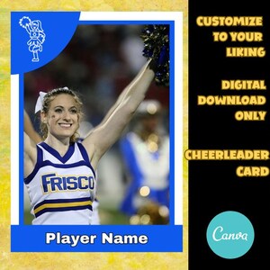 Cheerleader Kartenvorlage | Canva Vorlage | Jugend Sport Karte | Bearbeitbare Sammelkarte | Sport Card Vorlage Digitaler Download