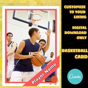 Basketball Kartenvorlage | Canva Vorlage | Jugend Sport Karte | Bearbeitbare Sammelkarte | Sport Card Vorlage Digitaler Download
