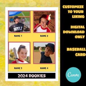 Plantilla de tarjeta deportiva de béisbol / Plantilla Canva / Tarjeta deportiva juvenil / Tarjeta coleccionable editable / Plantilla de tarjeta deportiva personalizada Descarga digital