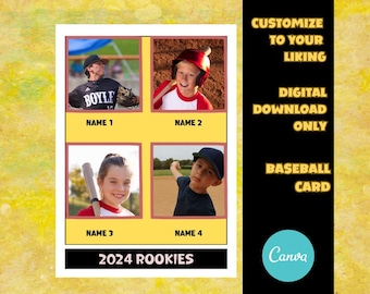 Baseball Sports Card Template | Canva Template | Youth Sports Card | Editable Trading Card | Custom Sports Card Template Digital Download