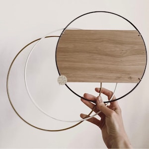 Wood-metal ring | Metal ring with wood decoration | Oak | Wooden board | Wooden blank | Loop | Metal loop | 25 cm