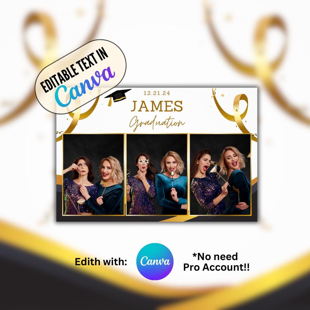 Booth Editable Easy Editable Photo Booth Templates Using Free Canva- 4x6 - 3 Photos - Etsy