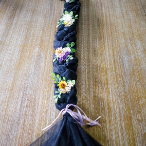 Rapunzel Princess Hair Braid with flowers and ribbon