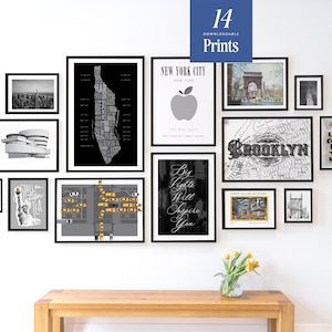 New York City Prints - Set of 14 | Black and White Aesthetic | Digital Download | Maximalist Decor | NYC Travel Pictures