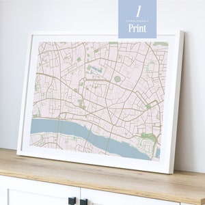 Londen Engeland kaart kunst | Kaart van de stad Londen afdrukken | Abstracte lijntekeningen | Wegenkaart Londen downloaden | Modern plat ontwerp | Digitaal downloaden
