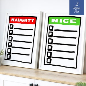 Naughty or Nice Santa List Print | Red Christmas Decor | Santa&#39;s List | Trendy Christmas Print | Christmas Wall Art | Holiday Decor