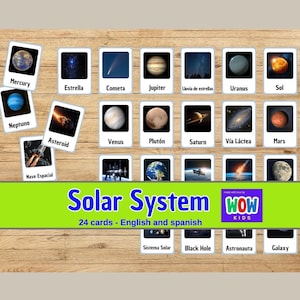 Flash Cards, solar system, Preschool Flashcards, Printables Learning Materials, tarjetas didácticas del sistema solar