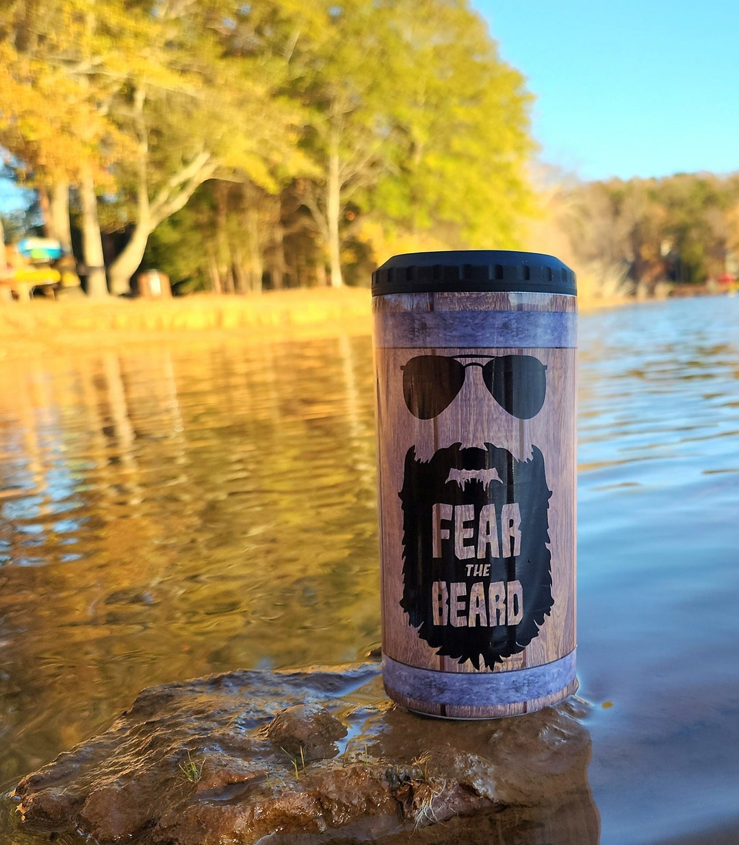 Fear the Beard Whiskey Barrel Can Koozie 4 in 1 Insulated Stainless