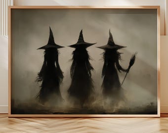 Witches Halloween Printable | Halloween Decor | Witch Printable Wall Art | Halloween Gallery Wall | Moody Witch Print | Vintage Halloween