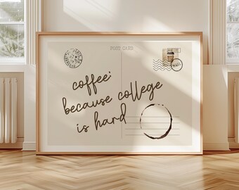 College Postcard Printable Art | Trendy Horizontal Wall Art | Apartment Wall Art | Dorm Aesthetic Decor | College Dorm Wall Print