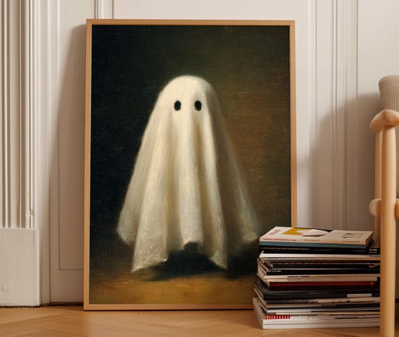 Ghost Printable Wall Art | Halloween Decor | Moody Ghost Printable Art | Cute Ghost Poster | Halloween Gallery Wall | Spooky Print
