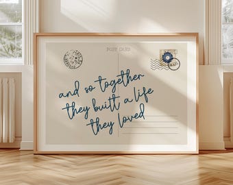 Postcard Printable Art | Trendy Horizontal Wall Art | Love Sign | Romantic Print | Navy Bedroom Wall Prints | Landscape Prints | Love Poster