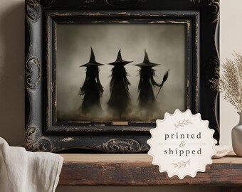 Witch Wall Art Print Poster Halloween Home Decoration Gift Gothic Room Design Silhouette Spooky Season Mystical Witchy Dark Fantasy Magical