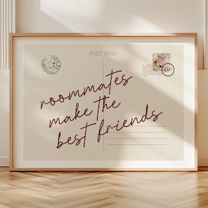 Carte postale Colocataires Art imprimable | Art mural horizontal tendance | Art mural appartement | Décor esthétique pour dortoir | Impression murale de chambre à coucher | Art numérique