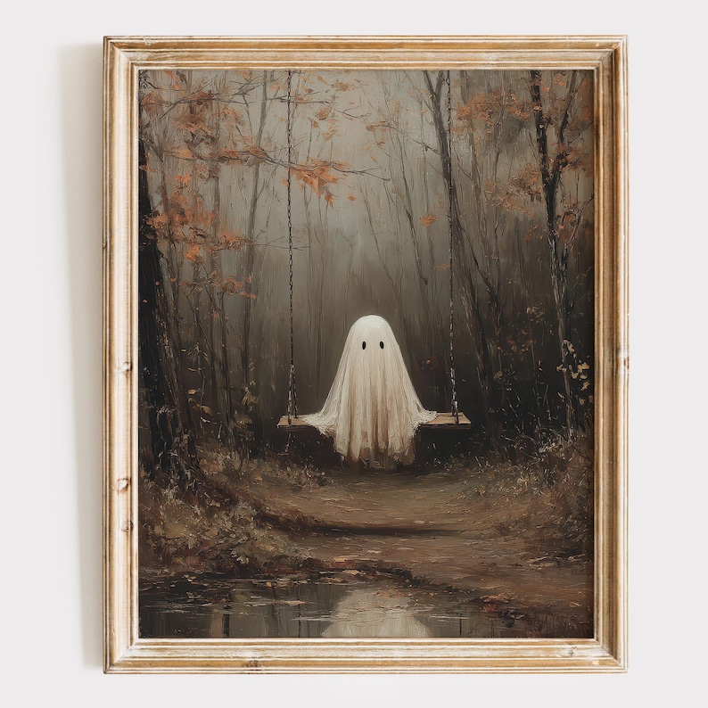 Spookachtige Muurdecoratie | Halloween Decoratie | Spookkunstprint | Leuke Spookposter | Halloween Galerijmuur | Spookachtige Print afbeelding 1