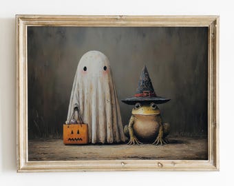 Ghost Printable Wall Art | Halloween Decor | Moody Ghost Printable Art | Cute Ghost Poster | Halloween Gallery Wall | Frog Wall Art