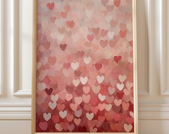 Pink Hearts Print | Valentine's Day Wall Art | Valentine Decor | Spring Prints | Digital Download