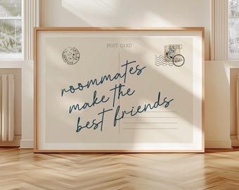 Roommates Postcard Printable Art | Trendy Horizontal Wall Art | Apartment Wall Art | Dorm Aesthetic Decor | Bedroom Wall Print | Digital Art