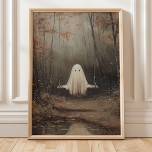 Spookachtige Muurdecoratie | Halloween Decoratie | Spookkunstprint | Leuke Spookposter | Halloween Galerijmuur | Spookachtige Print afbeelding 9