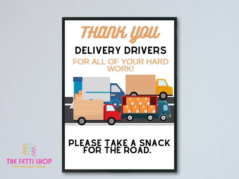 Printable Delivery Driver Thank You Sign 8.5x11 Instant - Etsy