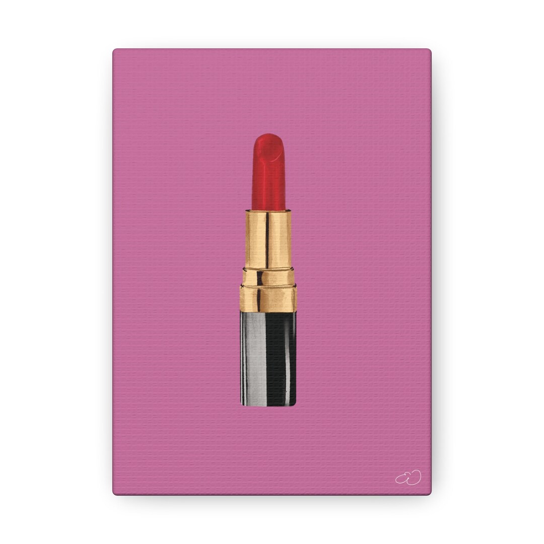 Pink Lipstick Painting Canvas Etsy