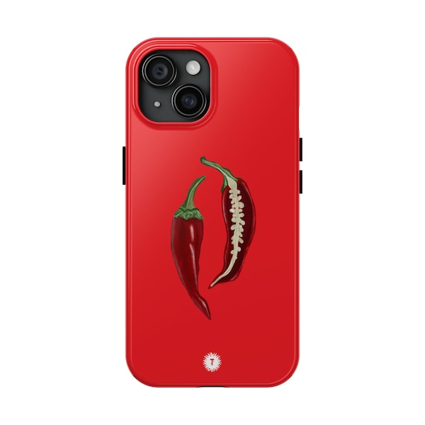 Coque de portable rouge vif à motif piments rouges