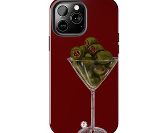 Dark Red Olive Martini Painting Phone Case