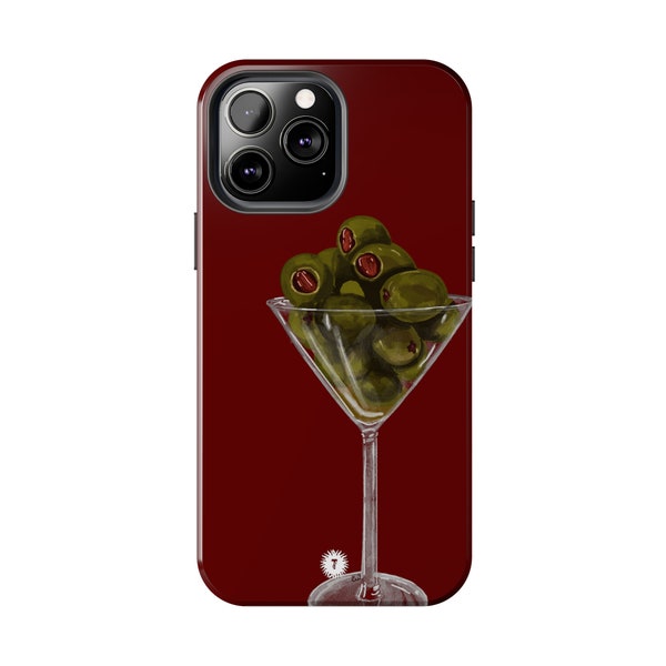 Dark Red Olive Martini Painting Phone Case