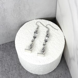Microscope Earrings: Hematite & Crystal Science Jewelry