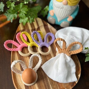 Kaninchen Serviettenring Set - Makramee Osterhasenohren Serviettenhalter - Eierhalter - Ostern Geschenk - Ostern Wohndekor