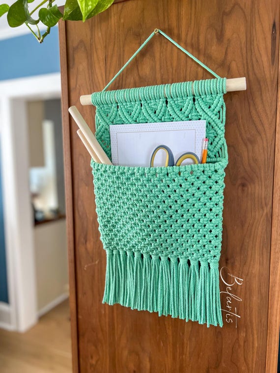 Organizer Sospeso In Macramè – 3 Ripiani, Boho, Per Bagno, Camera, Ingresso, Colore Crema - 3