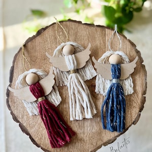 Macrame Angel with Wooden Wings – Guardian Angel – Macrame Fairy Doll – Baptism/Christening Gift – Angel Wall Hanging – Boho Spiritual Decor