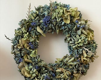 Antique Blue Dried Hydrangea Wreath Botanical Wall Decor Australia