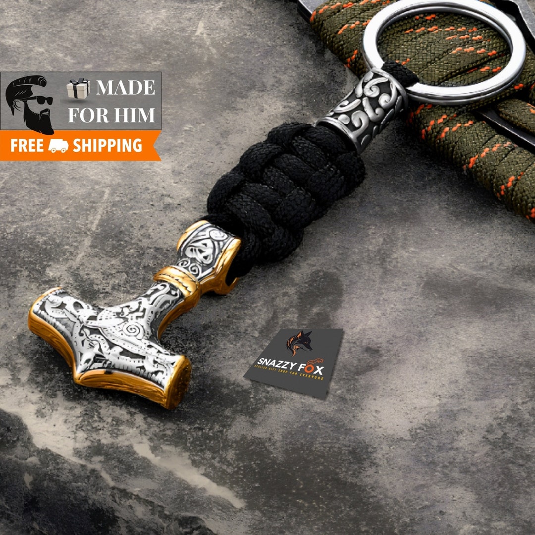 Viking Keychain for Men Handmade Amulet Stainless Steel Unique Keychain